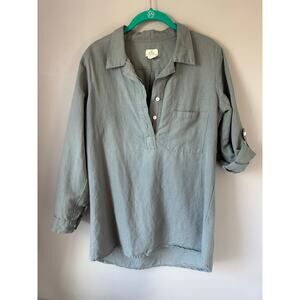 Dr Flax Shirt Women’s Popover Long Sleeve Lagenlook Roll Tab Sleeve